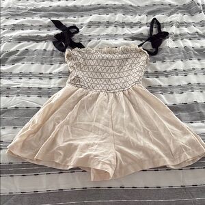 Chic Cream Color Romper with Black Accents